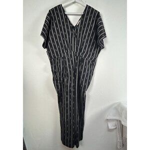 World Market Womens Black Striped Jumpsuit V-Neck Dolman Sleeve Lounge S/M New
